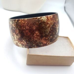 Copper gold toned spackled bracelet cuff‎ chunky look (acrylic)